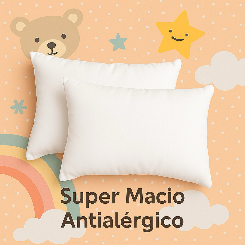 Kit Travesseiro Bebê Infantil Antialérgico Super Macio 30x40cm em Oferta na Shopee