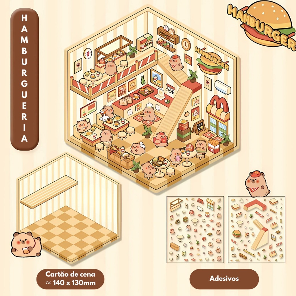Adesivos 3D de Cenário Kawaii DIY Viral Tiktok