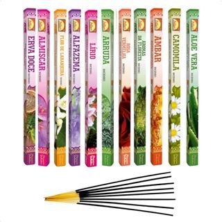 Kit Incenso Vareta Natural Indiano 10 Cxs - Aromas Variados em Oferta na Shopee