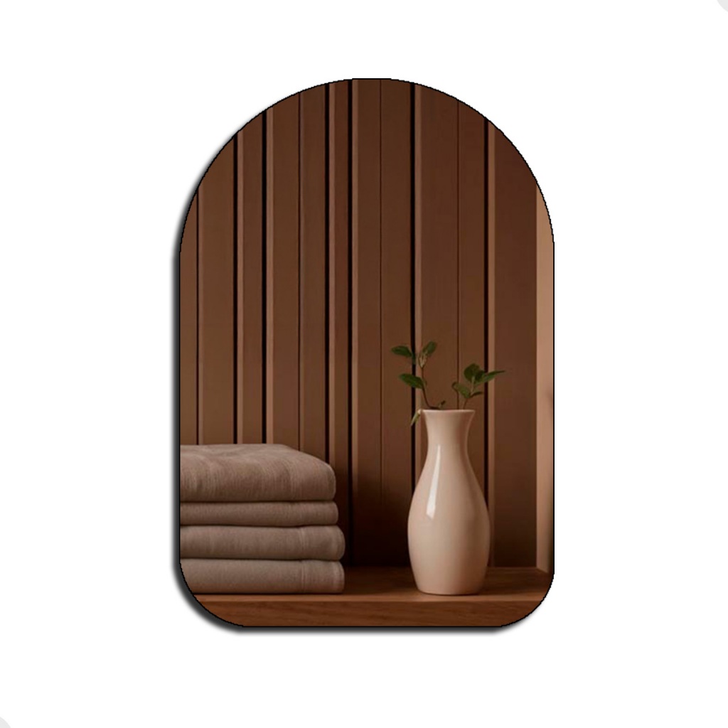Espelho Pinterest Retrô Grande Orgânico Borda Couro 3cm Decorativo Sala Quarto 44x64cm Mod...