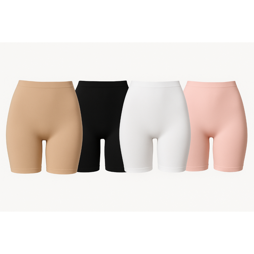 Kit com 4 Shorts Anágua Segunda Pele – Modelador Invisível para Vestidos e Calças | Cores Neutras em Oferta na Shopee