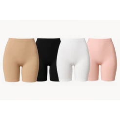 Kit com 4 Shorts Anágua Segunda Pele – Modelador Invisível para Vestidos e Calças | Cores Neutras