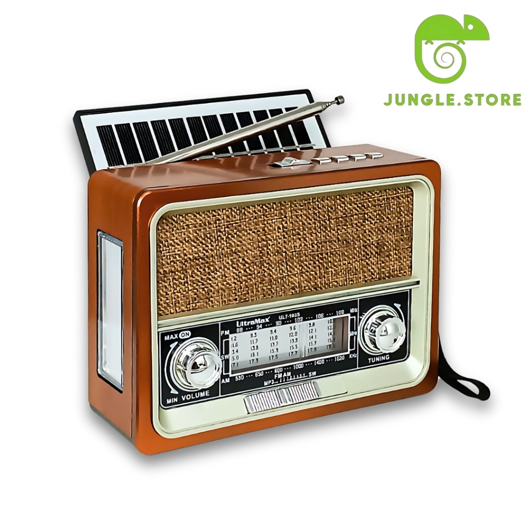 Rádio Retro Caixa de Som Bluetooth Usb Sd Am Fm multimídia Carregador Placa Solar com Lanterna