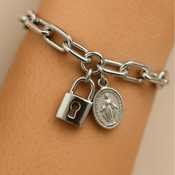Pulseira Cadeia De Consagração Nossa Senhora Inox Corrente em Oferta na Shopee