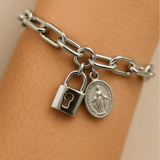 Pulseira Cadeia De Consagração Nossa Senhora Inox Corrente em Oferta na Shopee