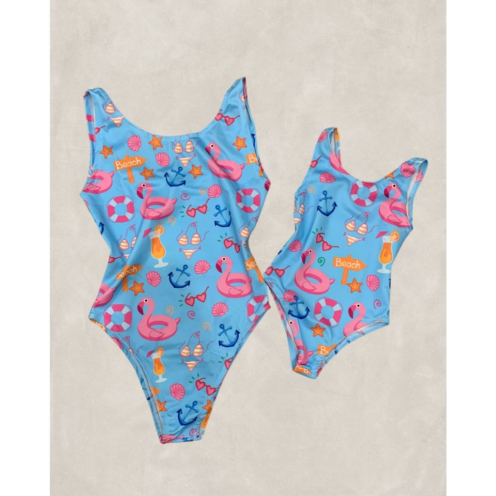 Kit Body Mãe e Filha tema Floral Roupa Infantil de menina para mãe maiô mãe e filha