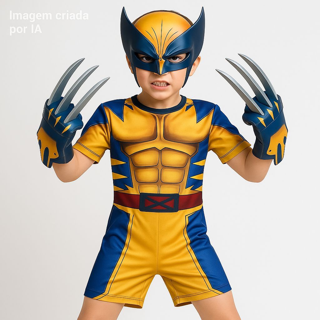 Fantasia Infantil Wolverine Com Máscara e Garra 3D Envio Imediato !