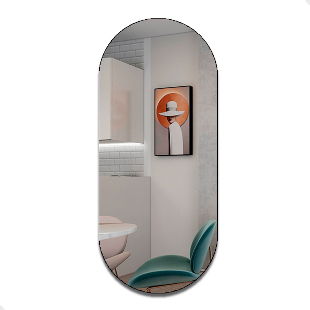 Espelho Modelo Pilula 110x50cm Grande Corpo para Quarto Sala Closet Decoração Apartamento Achadinho - Home & Living