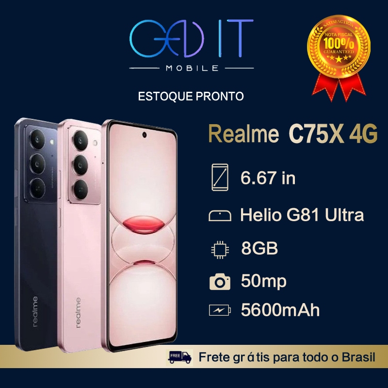 Celular Realme C75X 4G 8GB/ 256GB Versão Global Original Envio Imediato!