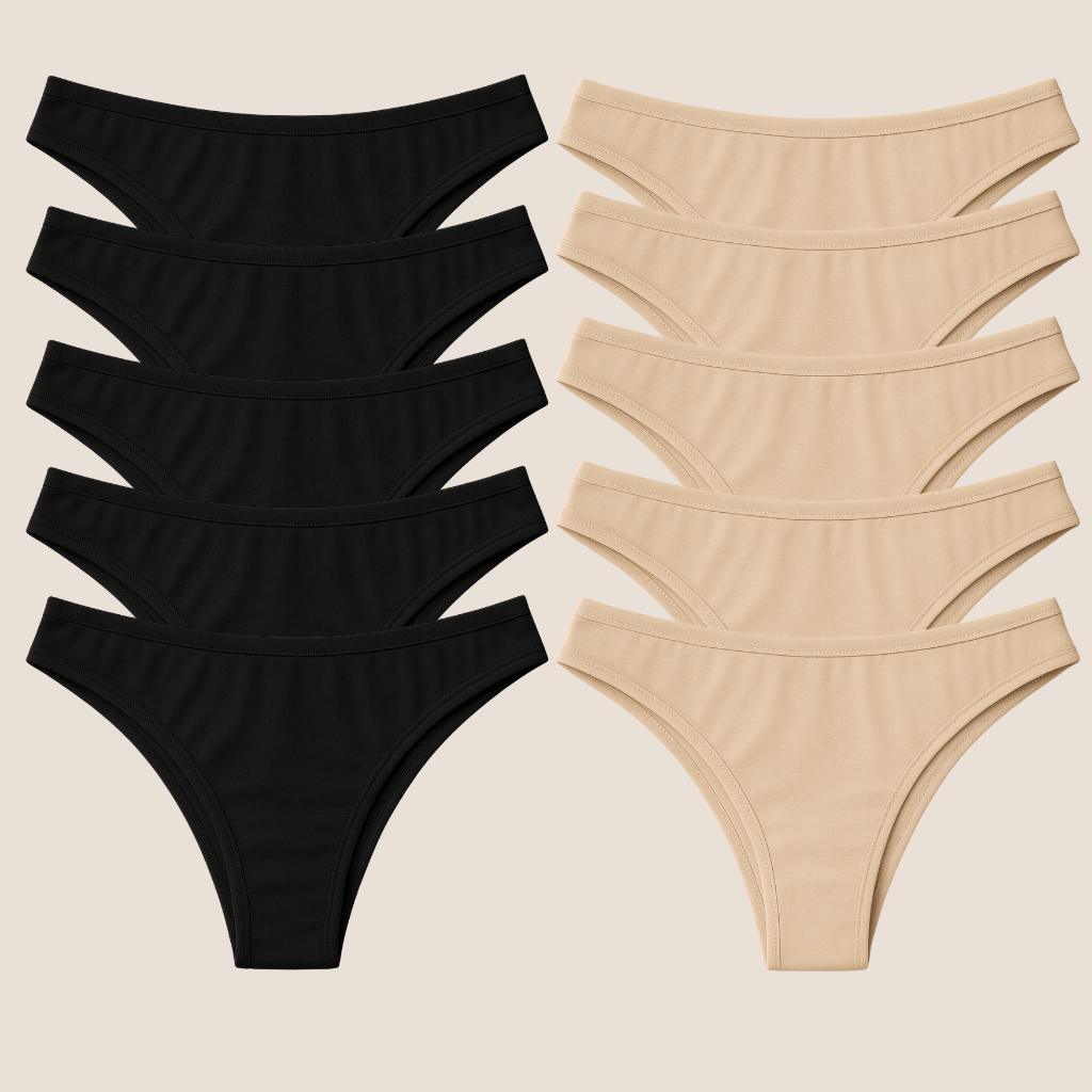 Kit 10 Calcinhas Tanga Conforto Microfibra Preta e/ou Bege Forro 100% Algodão em Oferta na Shopee