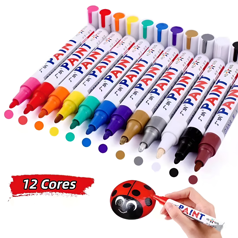 1/2/4/6/12 Pçs Canetas Marcadora Pintura Automotiva Permanente Tira Riscos Carro/Moto Retoque de Placa Tênis Pneus e DIY