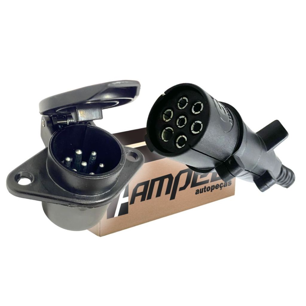 Kit Tomada Eletrica Carretinha Caminhão Conector Macho Femea 7 Polos Nylon em Oferta na Shopee