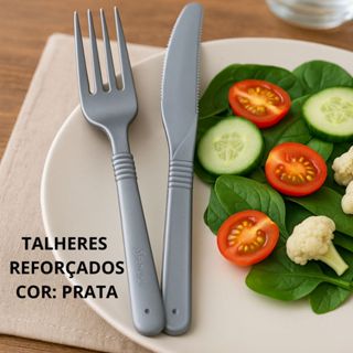 Kit Garfo Faca Refeição Forte Reforçado Descartável Prata Churrasco 100 200 300 400 500 Unidades em Oferta na Shopee