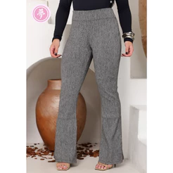 Calça Flare Feminina Cintura Alta Tecido Premium Canelado 3D COM COSTURA NA PERNA (P ao GG)