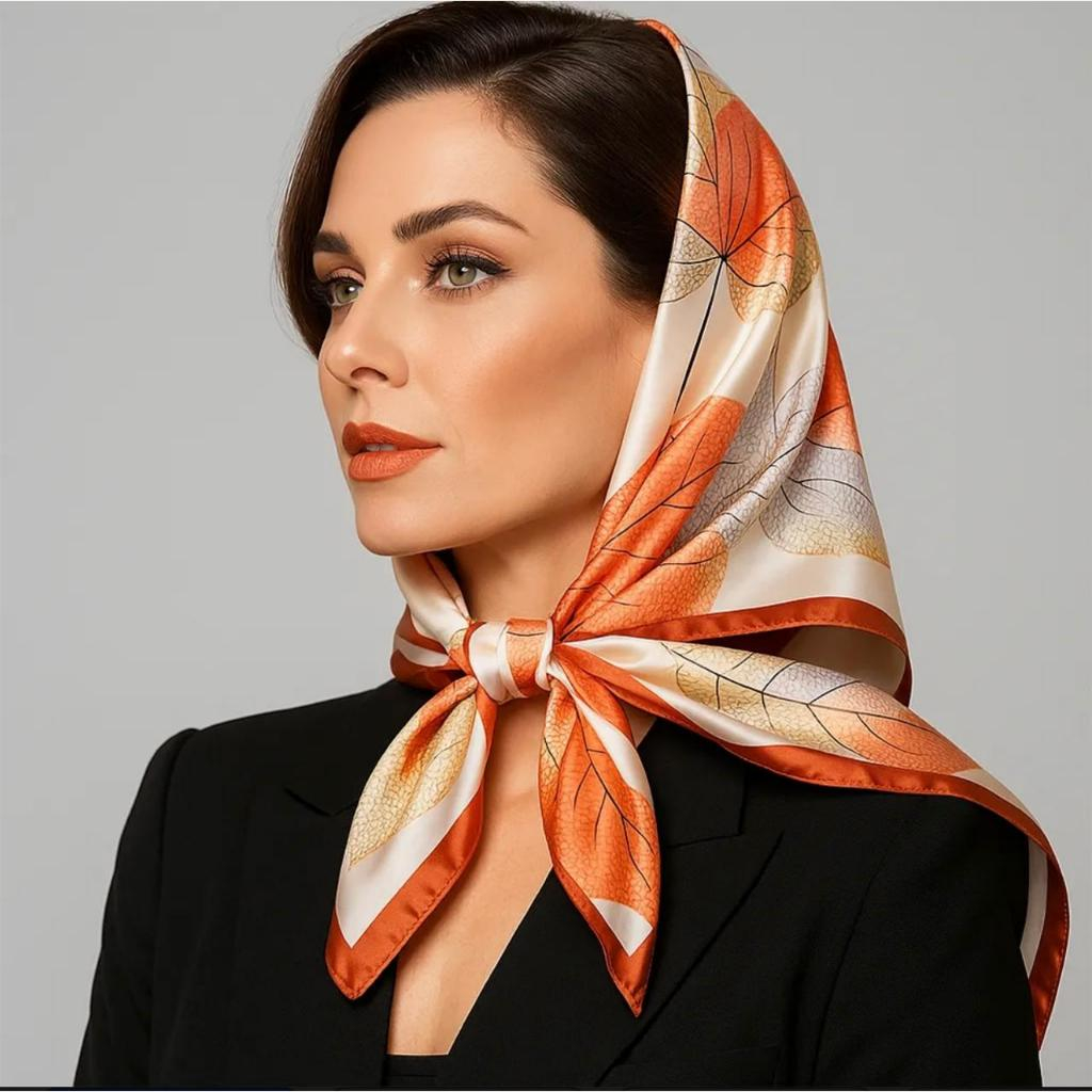 Lenço cetim inverno encharpe top cropped bandana nova tendência cores estilo seda grande 90x90 em Oferta na Shopee