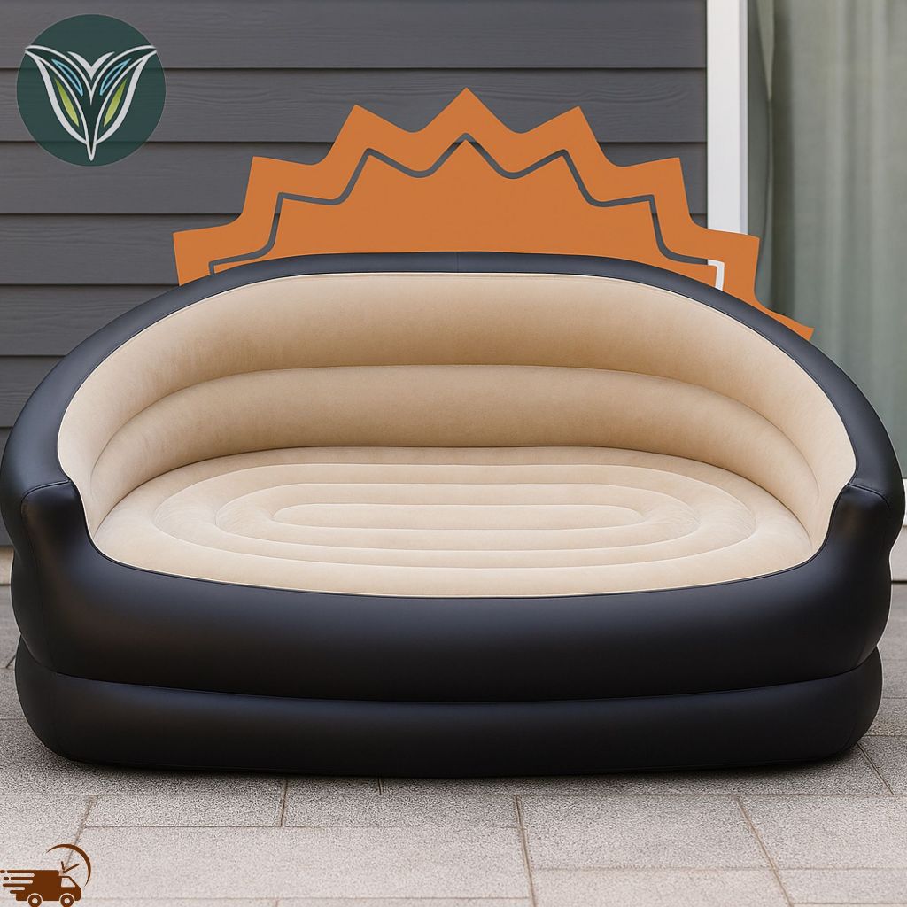 Sofá 2 Lugares Inflável Dobrável Puff Poltrona Portátil Ampliado com Encosto e Braços Camping Lounge Sala Praia Assentos