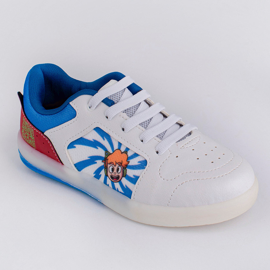 Tênis infantil Menino Kidy Astral Gato Galáctico Luz Led Cadarço Leve Casual Confortável