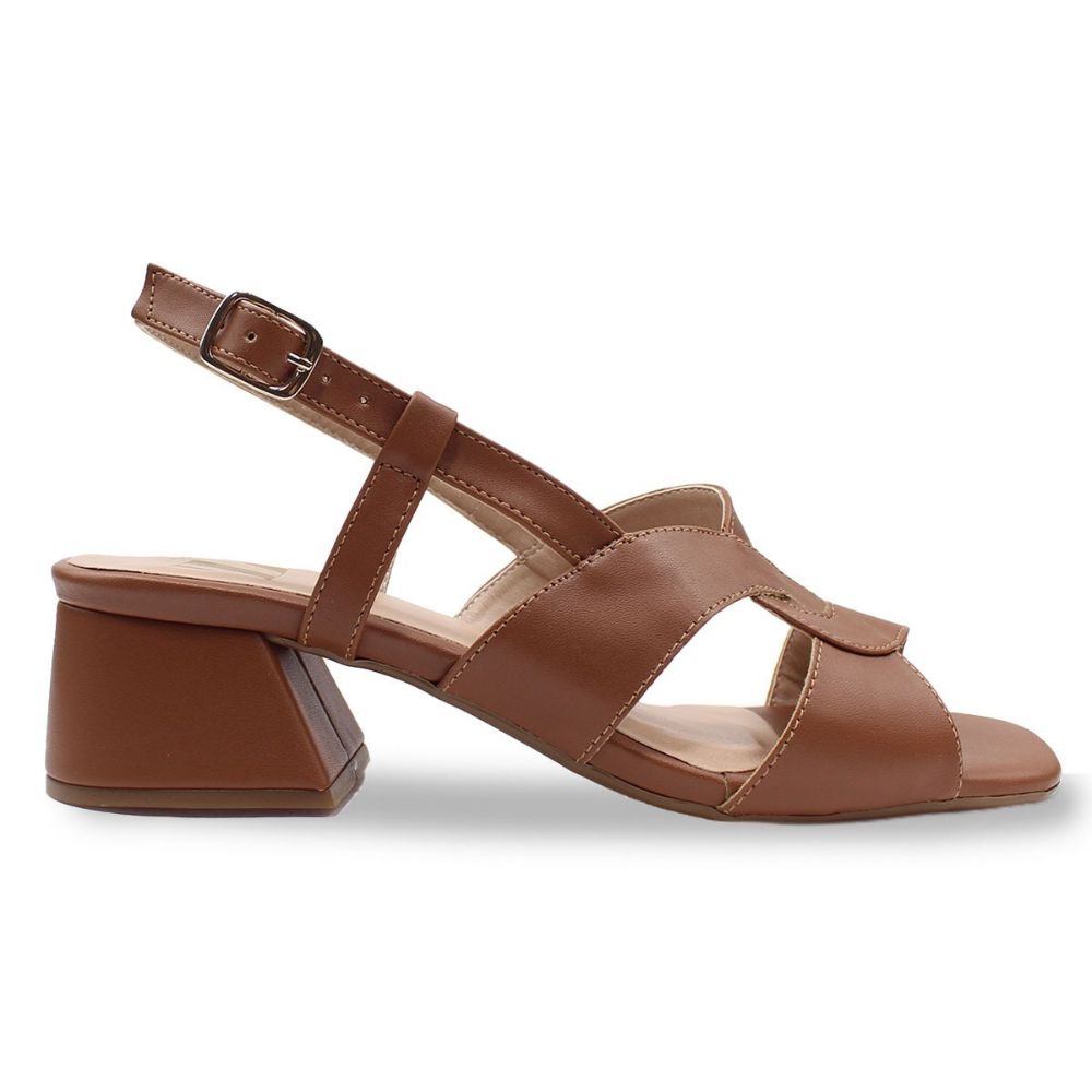 Sandália Salto Bloco Grosso Quadrado Marrom Super Confortável Chique Elegante Moderno Lançamento