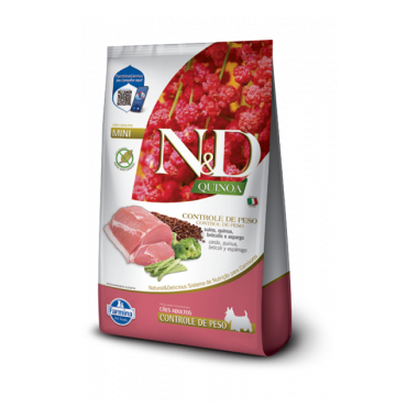 Ração Seca N&D Quinoa Controle de Peso Suíno Farmina para Cães Adultos Raças Pequenas - 800g