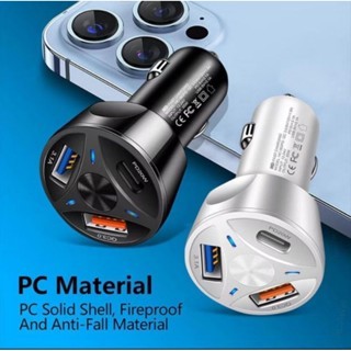 Carregador Veicular Turbo 55W | USB + USB-C PD 3.0 | Carregamento Rápido para Celular e Tablet