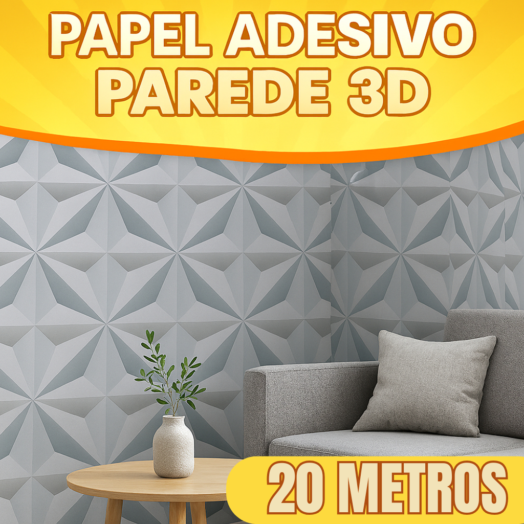 Papel Parede Adesivo 3D 20 Metros Efeito Gesso Autoadesivo Facil Aplicar Lavável Resistente a Calor