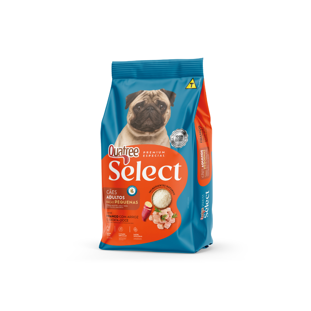 Ração Para Cachorro  3KG Alimento Quatree Select Adulto Tamanho Pequeno Sabor Frango Arroz Batata