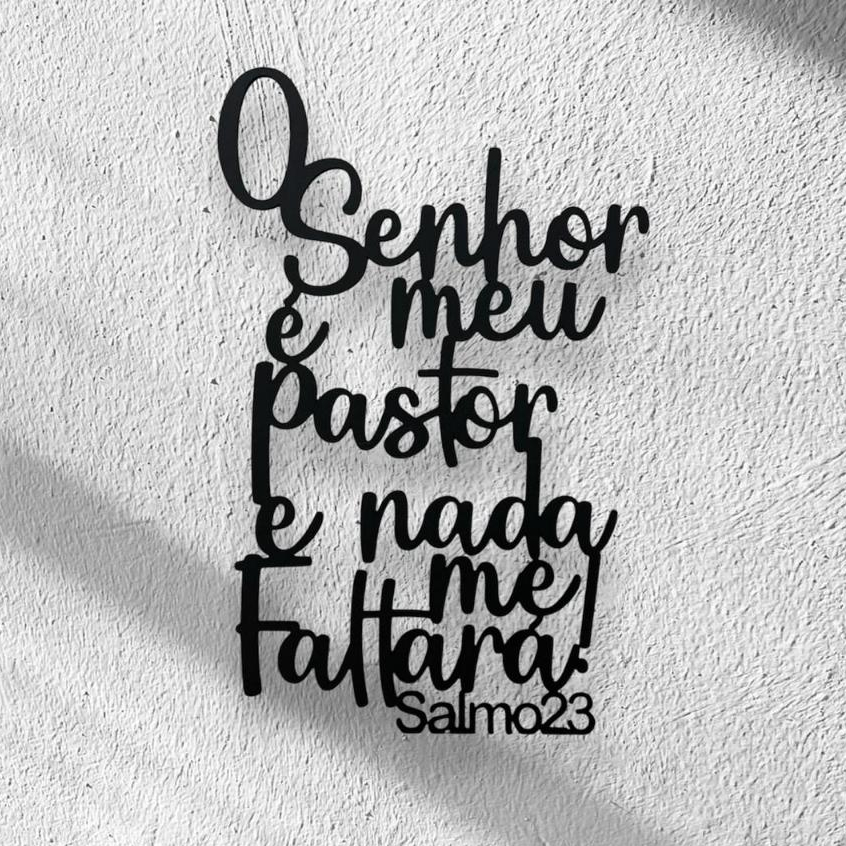 Quadro Decorativo Salmo 23 O Senhor É Meu Pastor MDF com Fita Dupla Face Aplique Quarto e Sala Frase em Oferta na Shopee