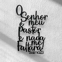 Quadro Decorativo Salmo 23 O Senhor É Meu Pastor MDF com Fita Dupla Face Aplique Quarto e Sala Frase