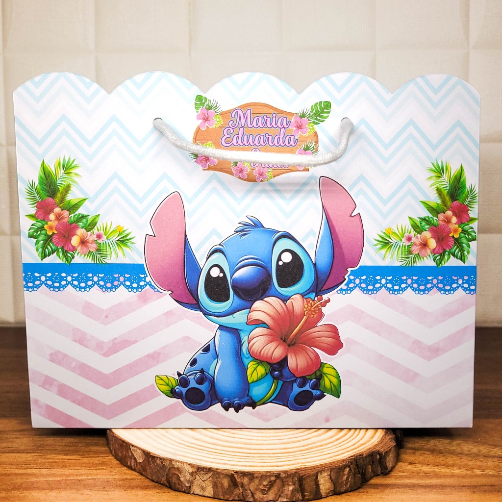 Sacolinha (G) Personalizada Lembrancinha Stitch.