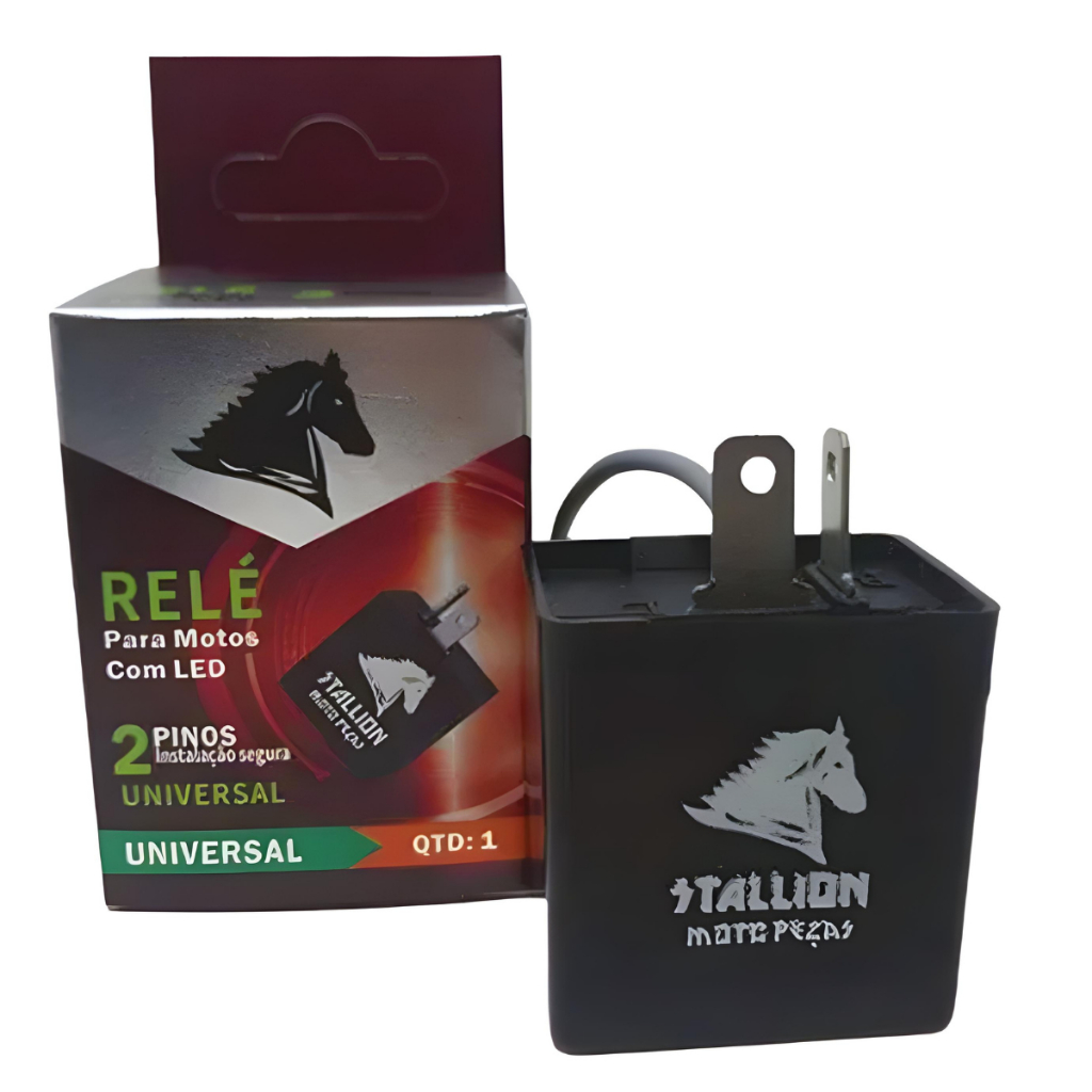 Rele 2 Pinos Pisca Led Universal Moto Stallion Relé Eletrônico 12V Sem Regulagem Cavalinho