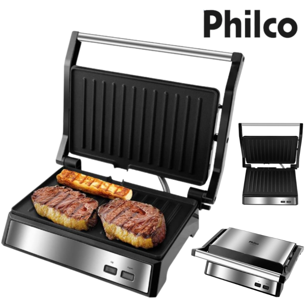 Imagem Grill Churrasqueira Philco Maxx Clean PGR21PI Elétrica Sanduicheira Multifunções Antiaderente
