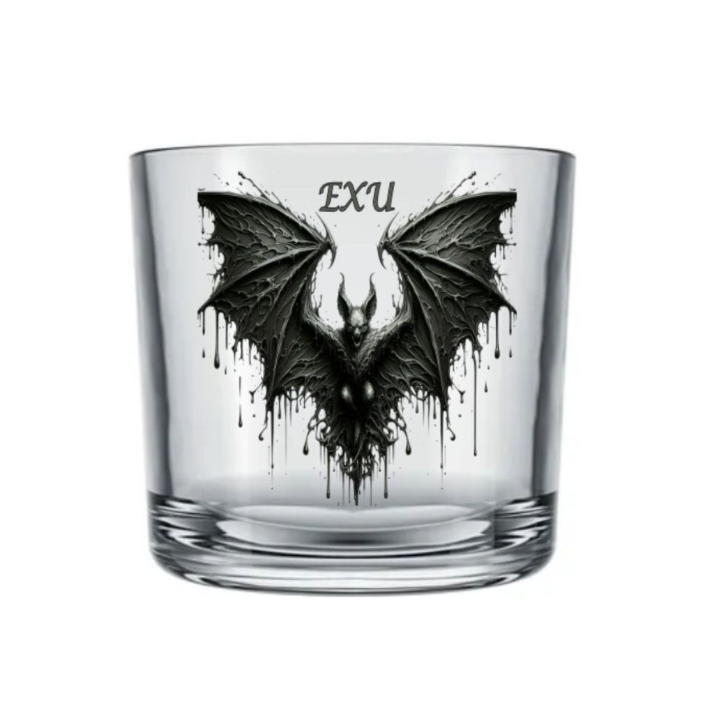 Copo de EXÚ MORCEGO Imagem Whisky e bebidas - Umbanda, Quimbanda e Candomblé Vidro 265ml