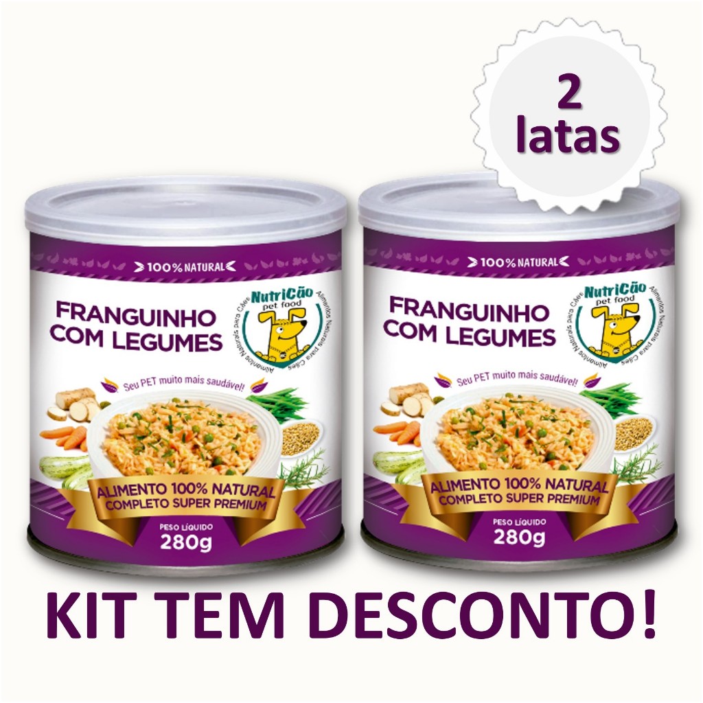 Kit Delícia Ração Úmida NutriCão Pet Food para Cães Franguinho com Legumes Alimento Natural