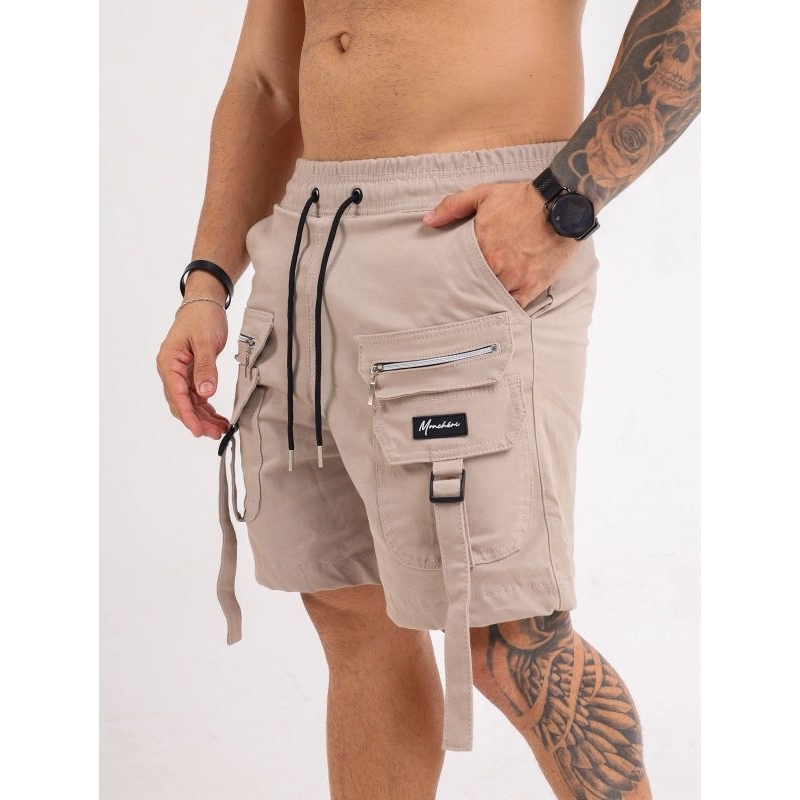 BERMUDA MASCULINA CARGO PREMIUM ORIGINAL COM ZÍPER E FITA 100% BRIM SARJA ALGODÃO PRETO PROMOÇÃO