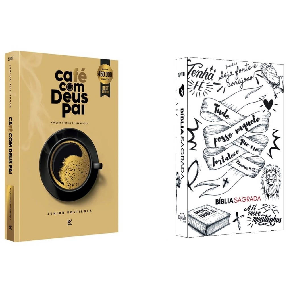 Kit Café com Deus Pai + Biblia NVI | Jovem Cristao Branca em Oferta na Shopee