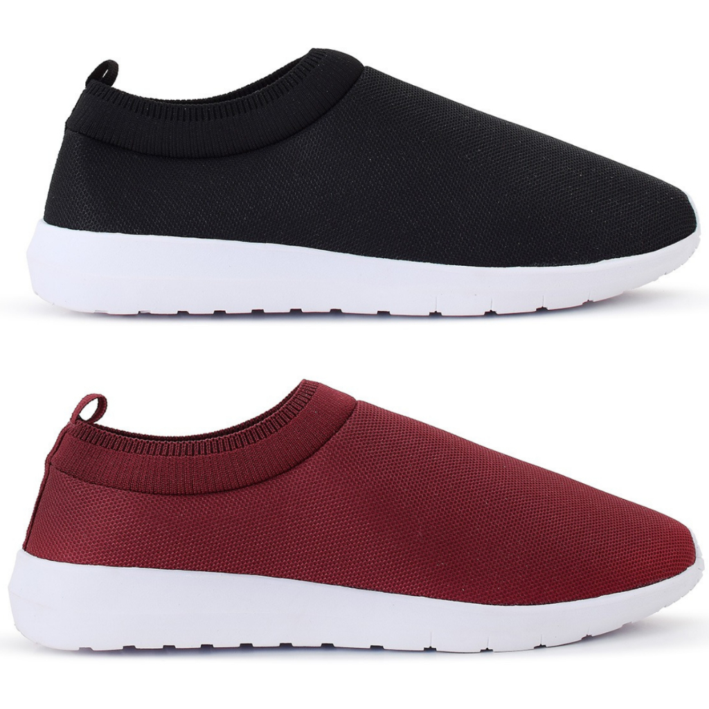 Kit 2 Pares Tênis Meia Feminino Casual Calce Fácil Moda Slip On Confortável Dia a Dia Esportivo