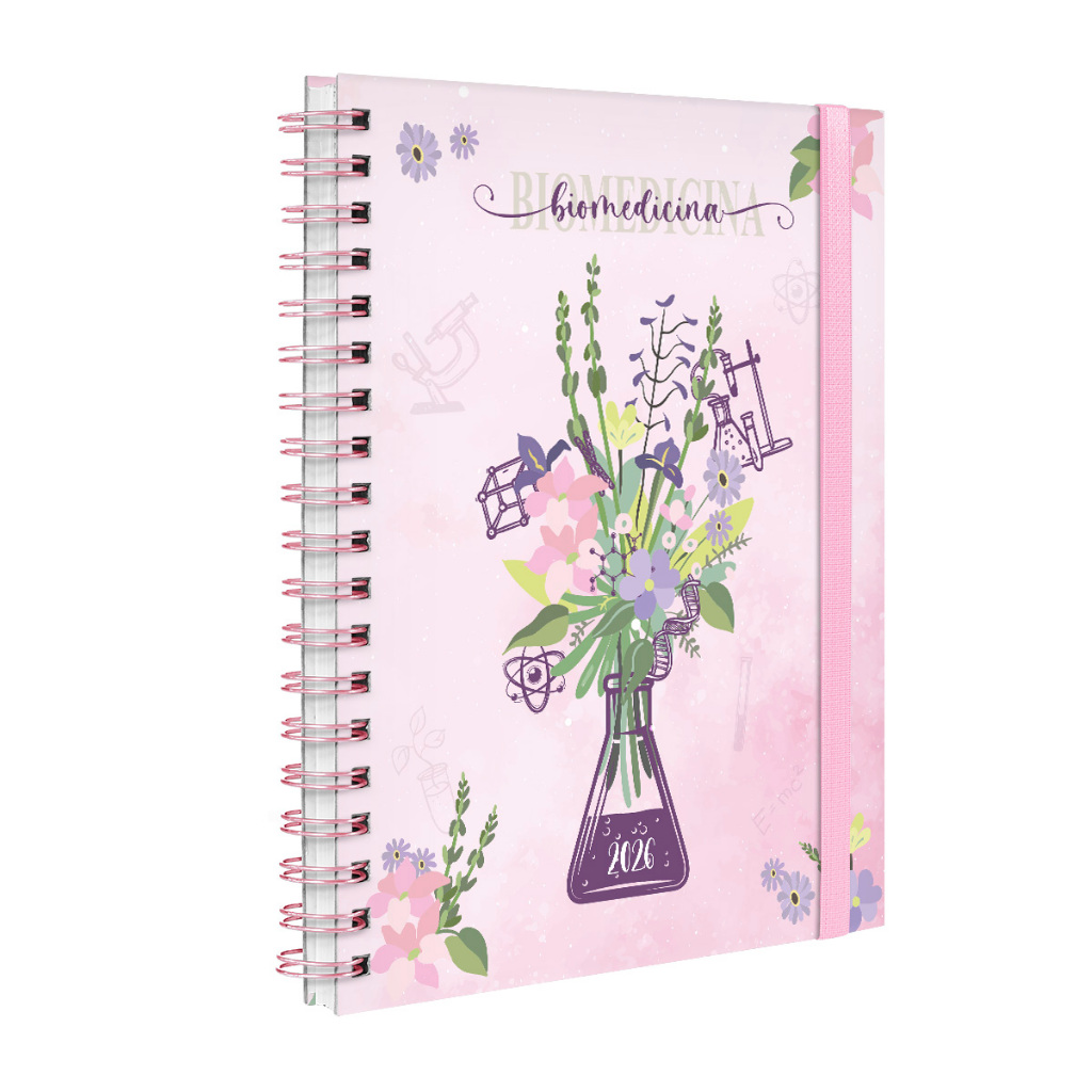 Agenda 2026 Planner Semanal Plus Profissões Floral Biomedicina Rosa