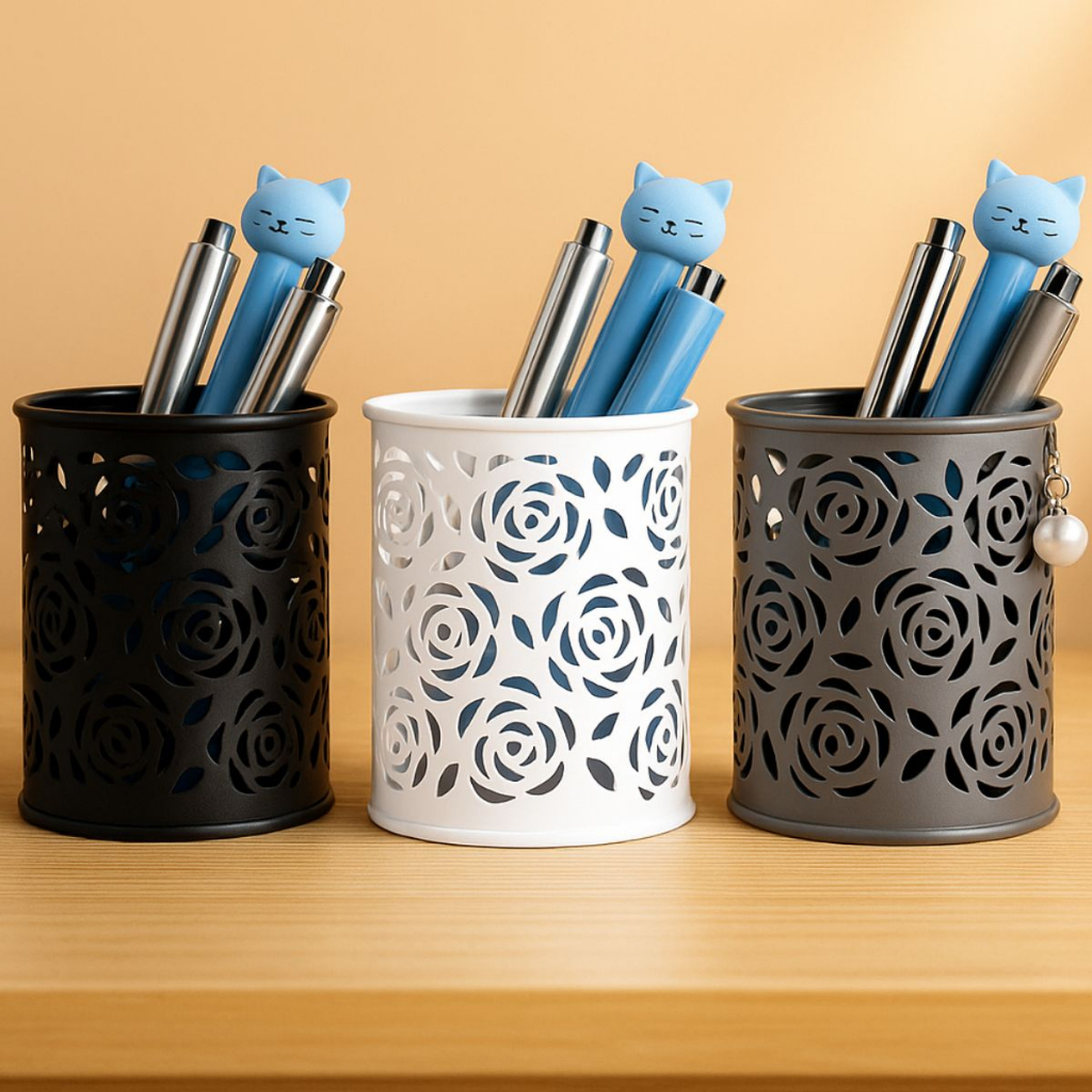 Porta Lápis Treco Organizador Caneta Escritório Office Casa Redondo Fofo Flores Professor