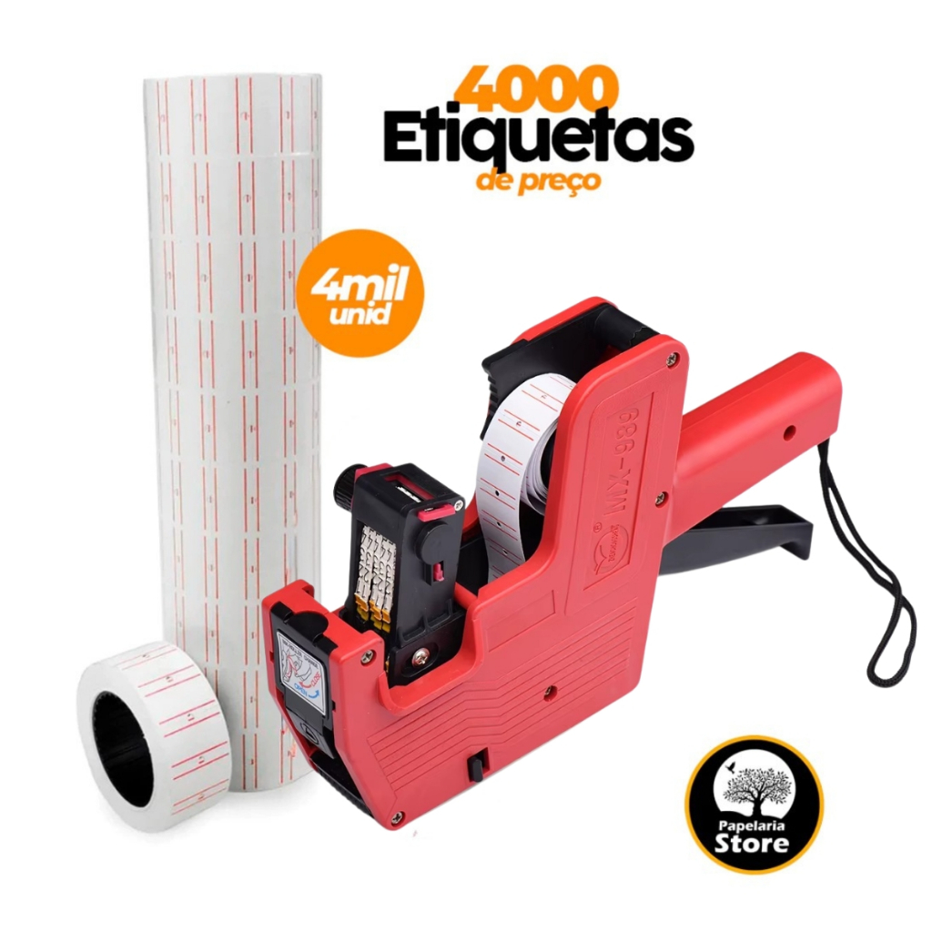 Kit Etiquetadora Lanmax ou Rolo de Etiqueta Com 4000 Unidades Rotuladora De Preços 8 Dígitos em Oferta na Shopee