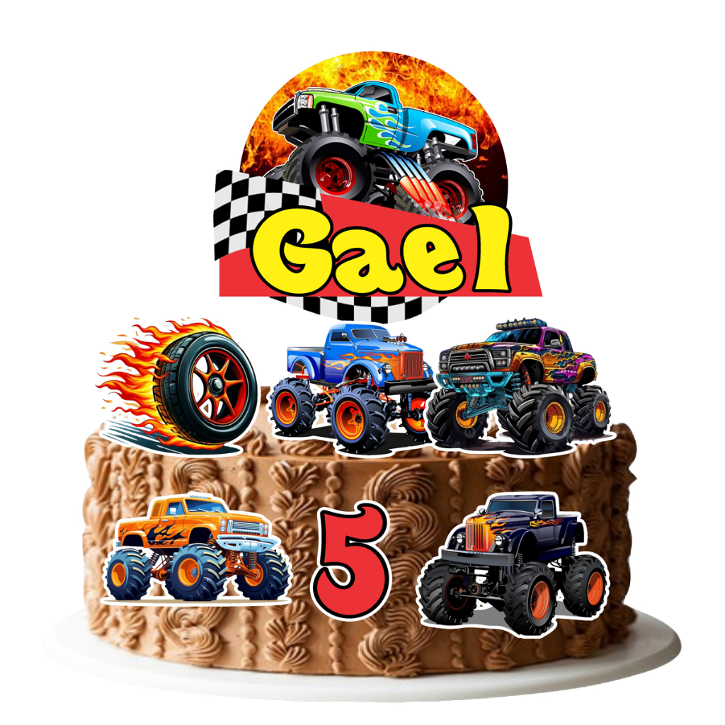 Topo de Bolo Monster Truck Hot Wheels Topper  (LEIA A DESCRIÇÃO) em Oferta na Shopee