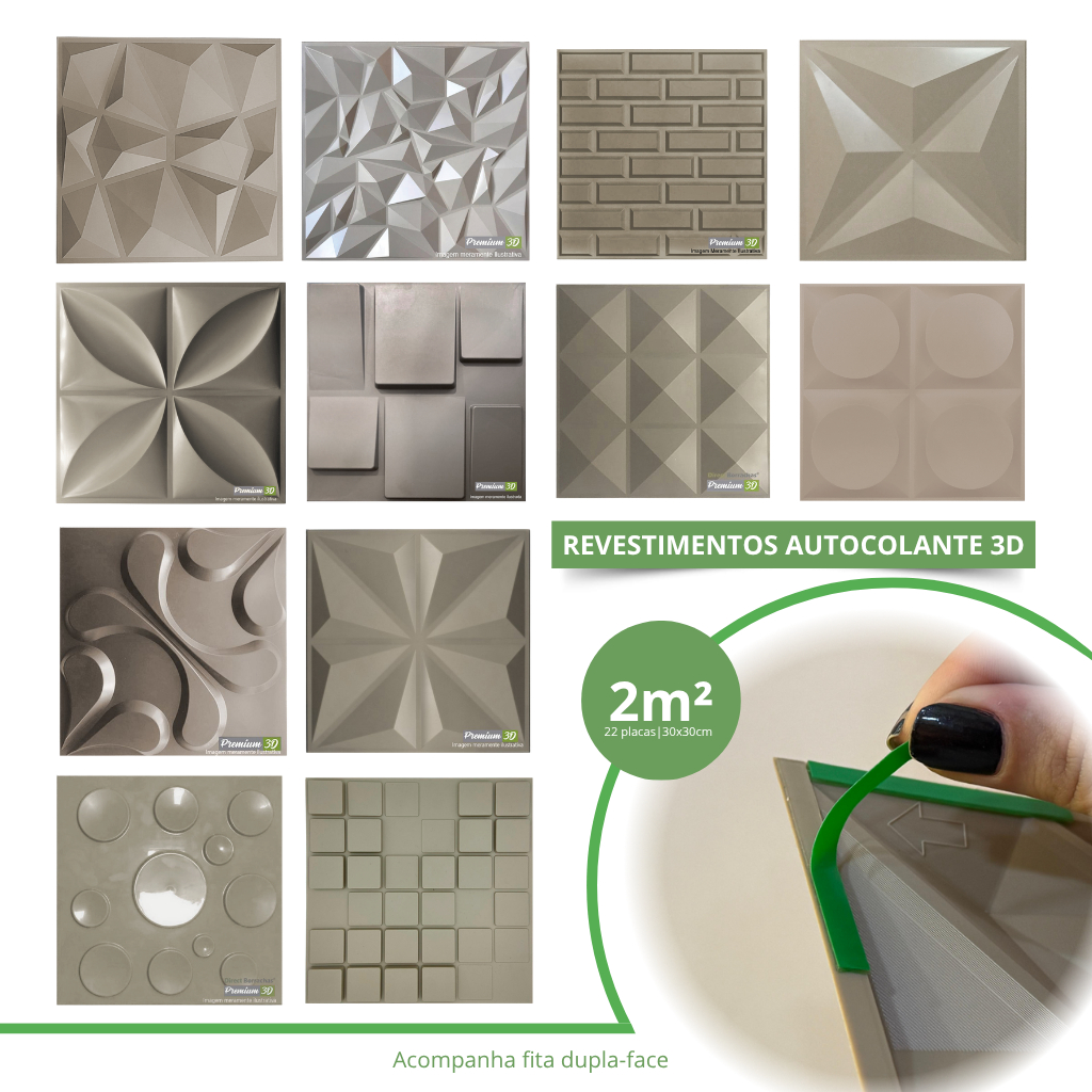 Kit 22 Placas Revestimento 3d Decorativo Fendi - Rigido Não Amassa - 2m2 em Oferta na Shopee