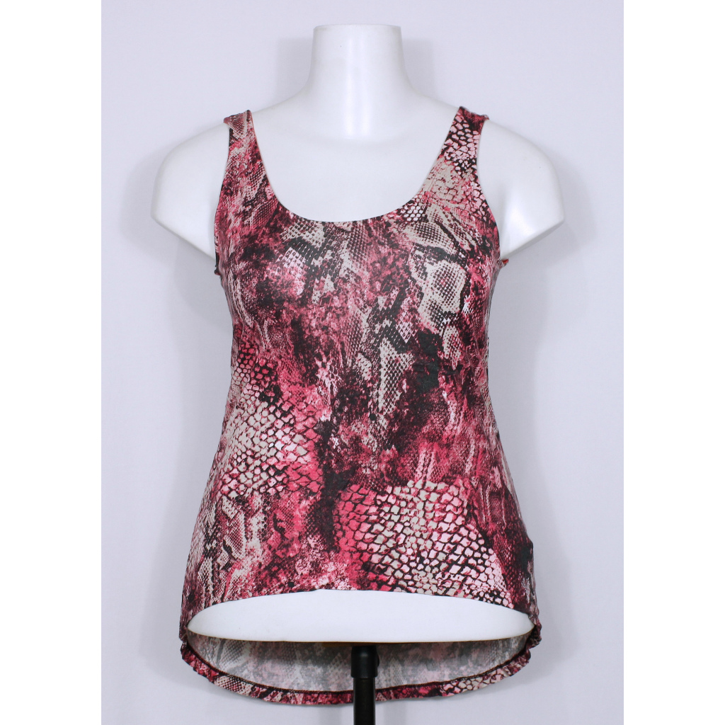 Blusa regata feminina mullet animal print phyton rosa - Veste G - Ref. 4377 (brechó)