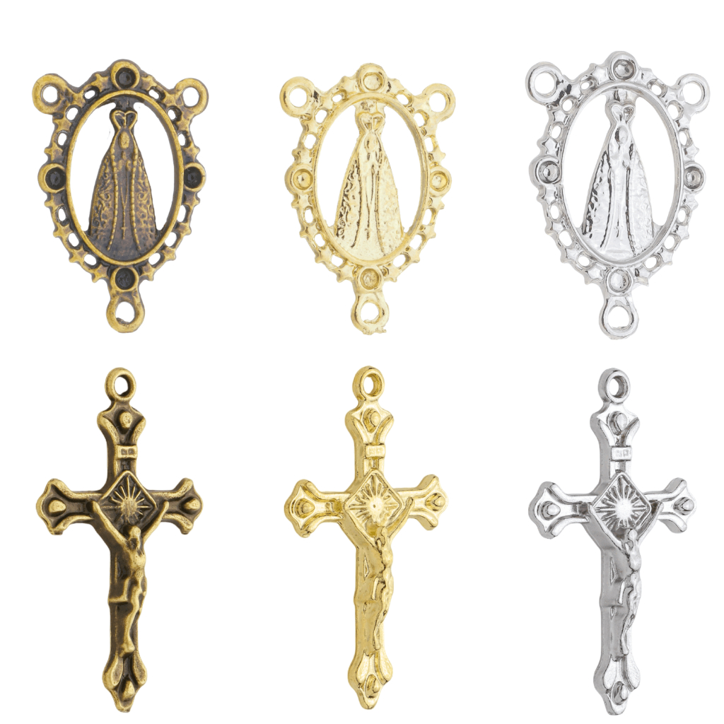 Crucifixos + Entremeios Nossa Senhora Aparecida Para Terço Asas da Fé em Oferta na Shopee
