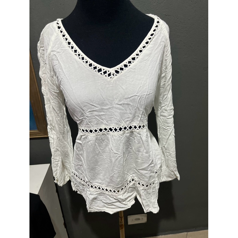 BLUSA BRANCA BOHO CHIQUE BOHO CHIC USADO TAMANHO 38 BAZAR BRECHO