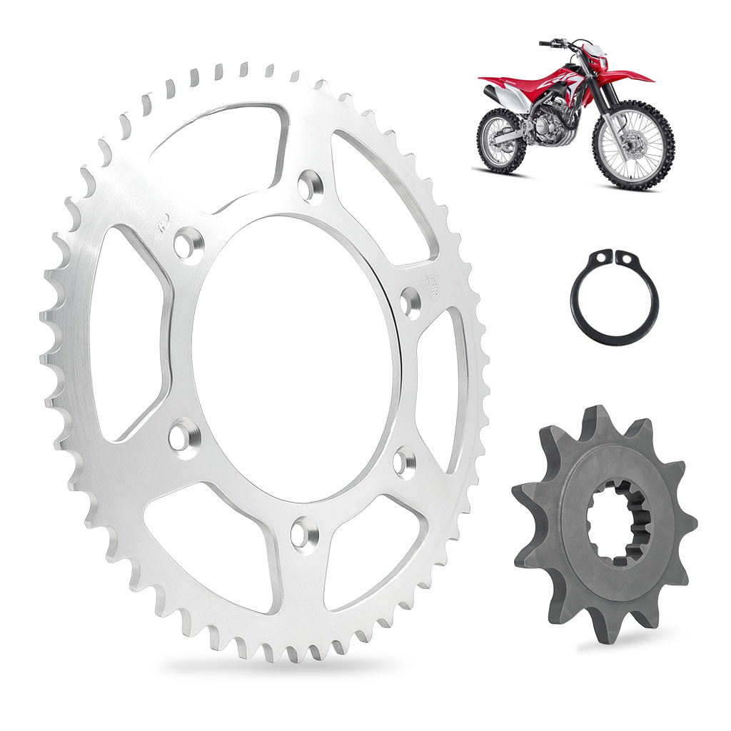 Kit Coroa e Pinhão CRF250F Nacional  Coroa 50 Dentes e Pinhão 11 Dentes Aço 1045