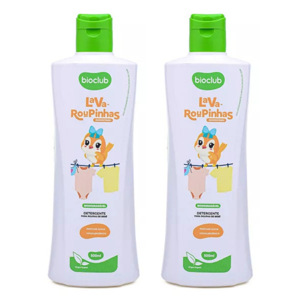 Kit 2 Detergente Concentrado Lava Roupinhas 500ml Bioclub