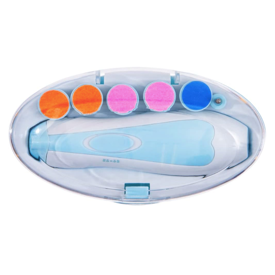 Kit Lixa de Unha Elétrico Buba com 6 Lixas, Estojo e Luz LED | Multicolorido | Para Bebês de 0 a 4 Anos