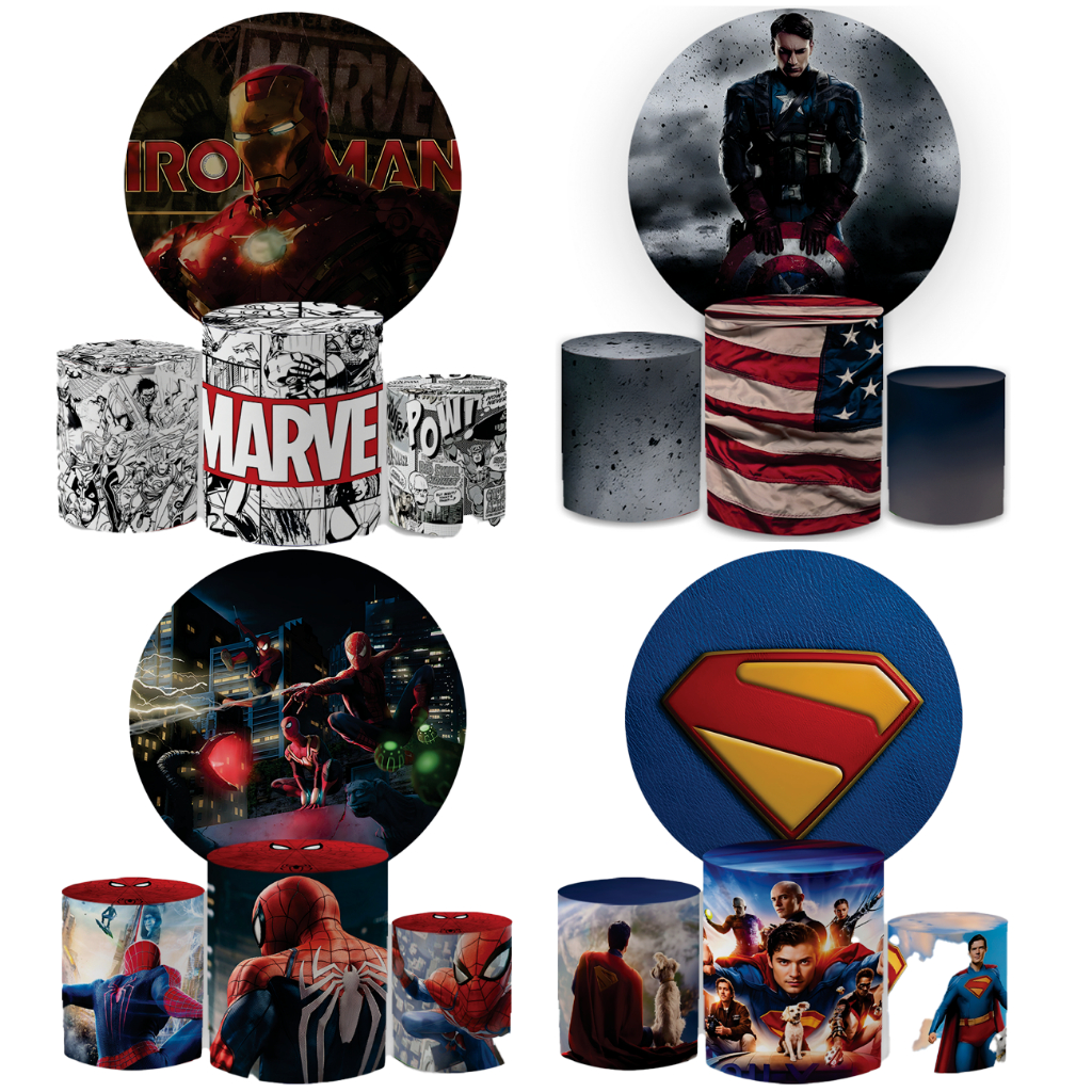 Capa de Painel Tema Herois Todos Herois Superomen Arnha Coringa Pantera Liga de Justiça