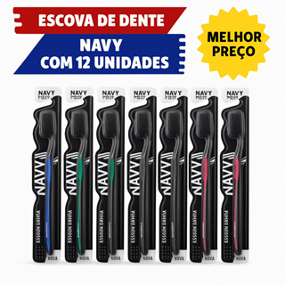 Kit Econômico com 12 Unidades de Escova de Dente Navy em Oferta na Shopee
