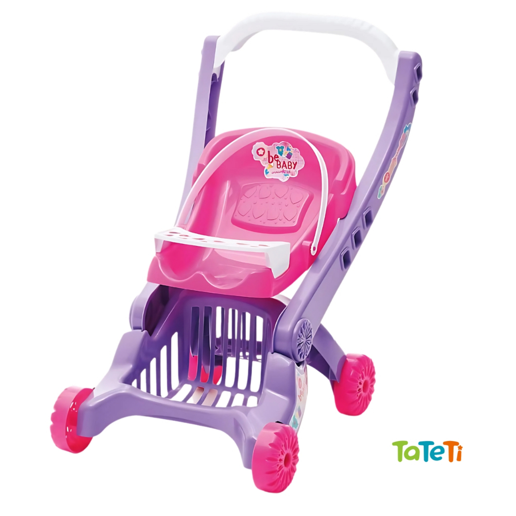 Brinquedo Carrinho de Boneca Passeio Infantil + Bebê Conforto de Boneca Menina Rosa Presente 2 em 1